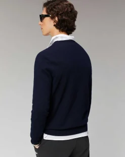 Best FROM FUTURE Pull Col Rond Motif Future Navy