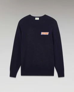 New FROM FUTURE Pull Col Rond Motif Future Navy