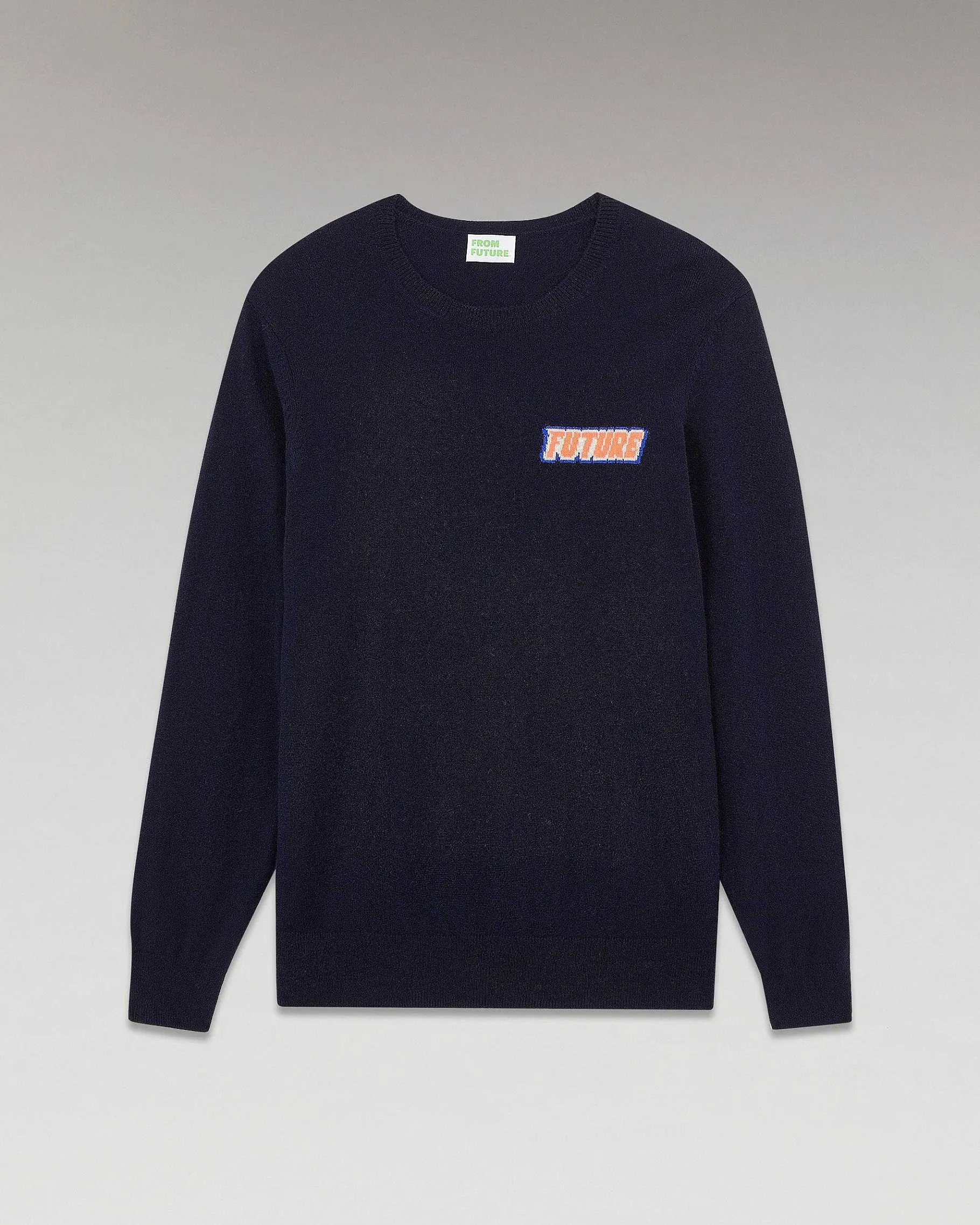 New FROM FUTURE Pull Col Rond Motif Future Navy