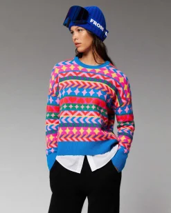 Discount FROM FUTURE Pull Col Rond Norvegien Allover Disco Blue