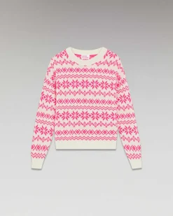 Clearance FROM FUTURE Pull Col Rond Norvegien Bicolore Winter Fuschia