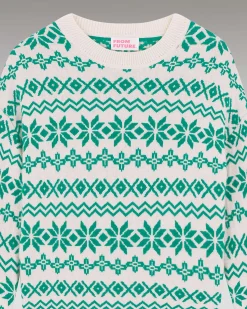 Online FROM FUTURE Pull Col Rond Norvegien Bicolore Winter Green