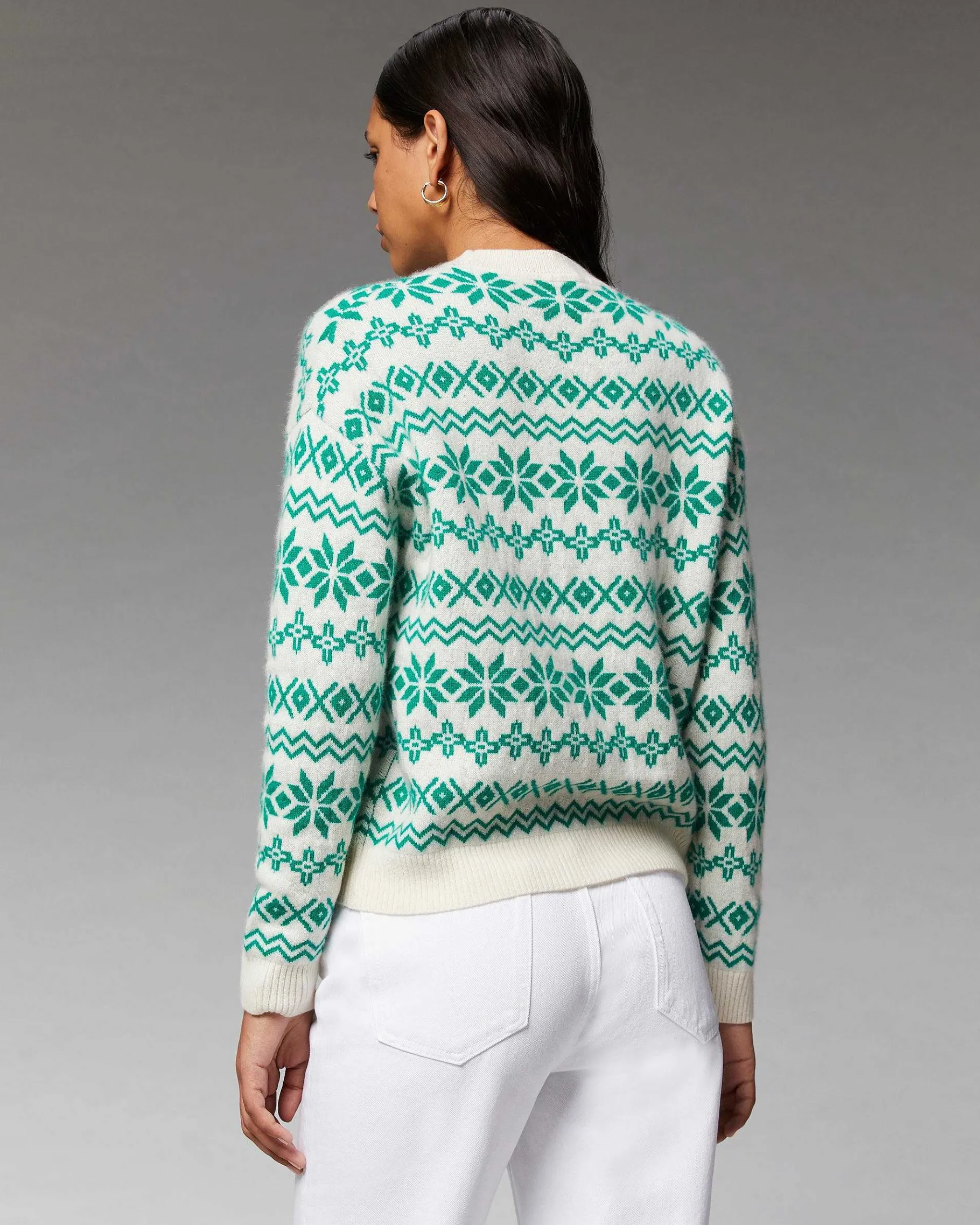 Sale FROM FUTURE Pull Col Rond Norvegien Bicolore Winter Green