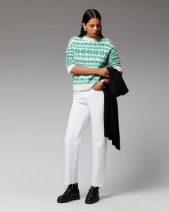 Sale FROM FUTURE Pull Col Rond Norvegien Bicolore Winter Green