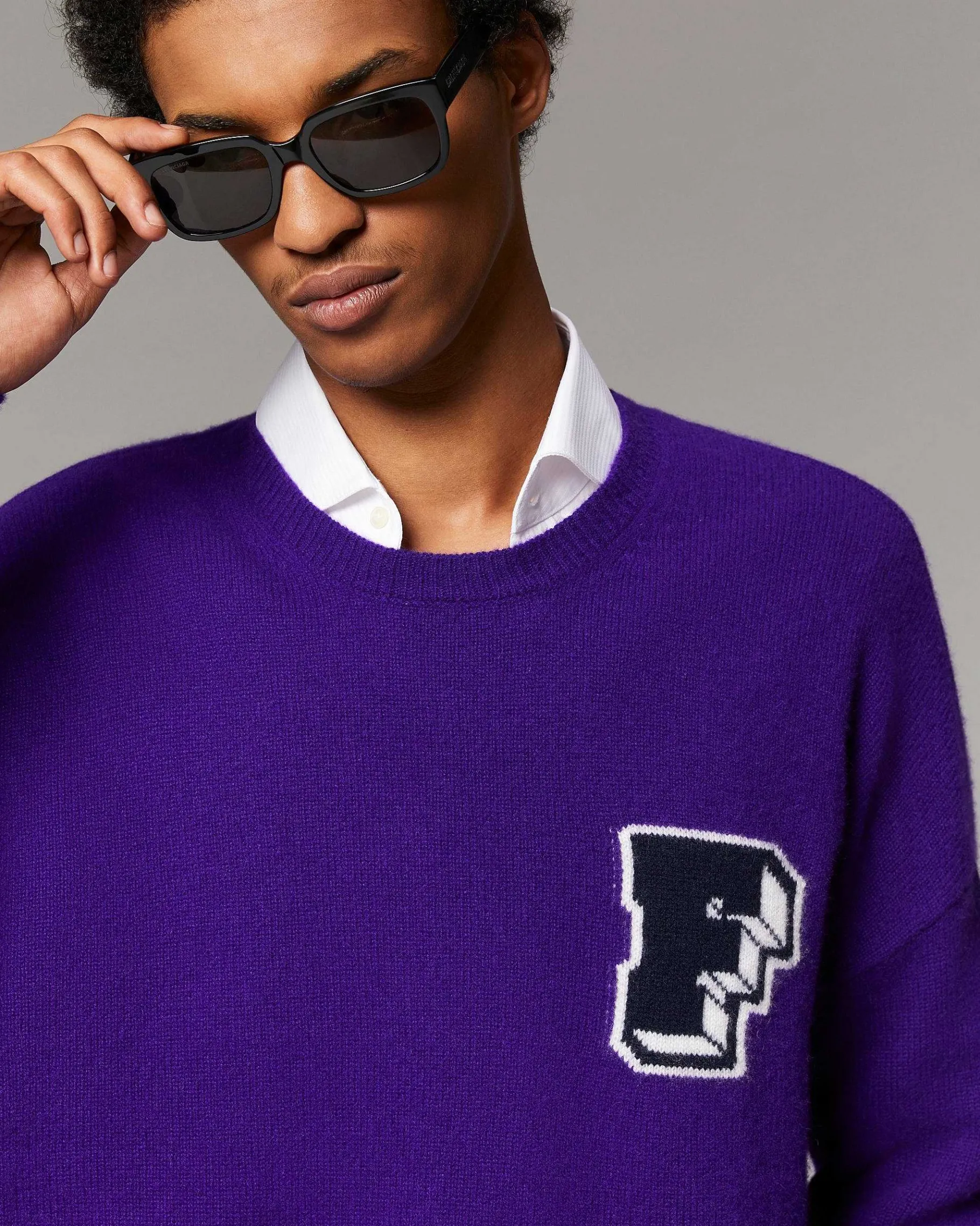 FROM FUTURE Pull Col Rond Oversize Winter Purple