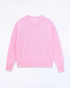 Hot FROM FUTURE Pull Col Rond Oversize Magic Pink Mouline