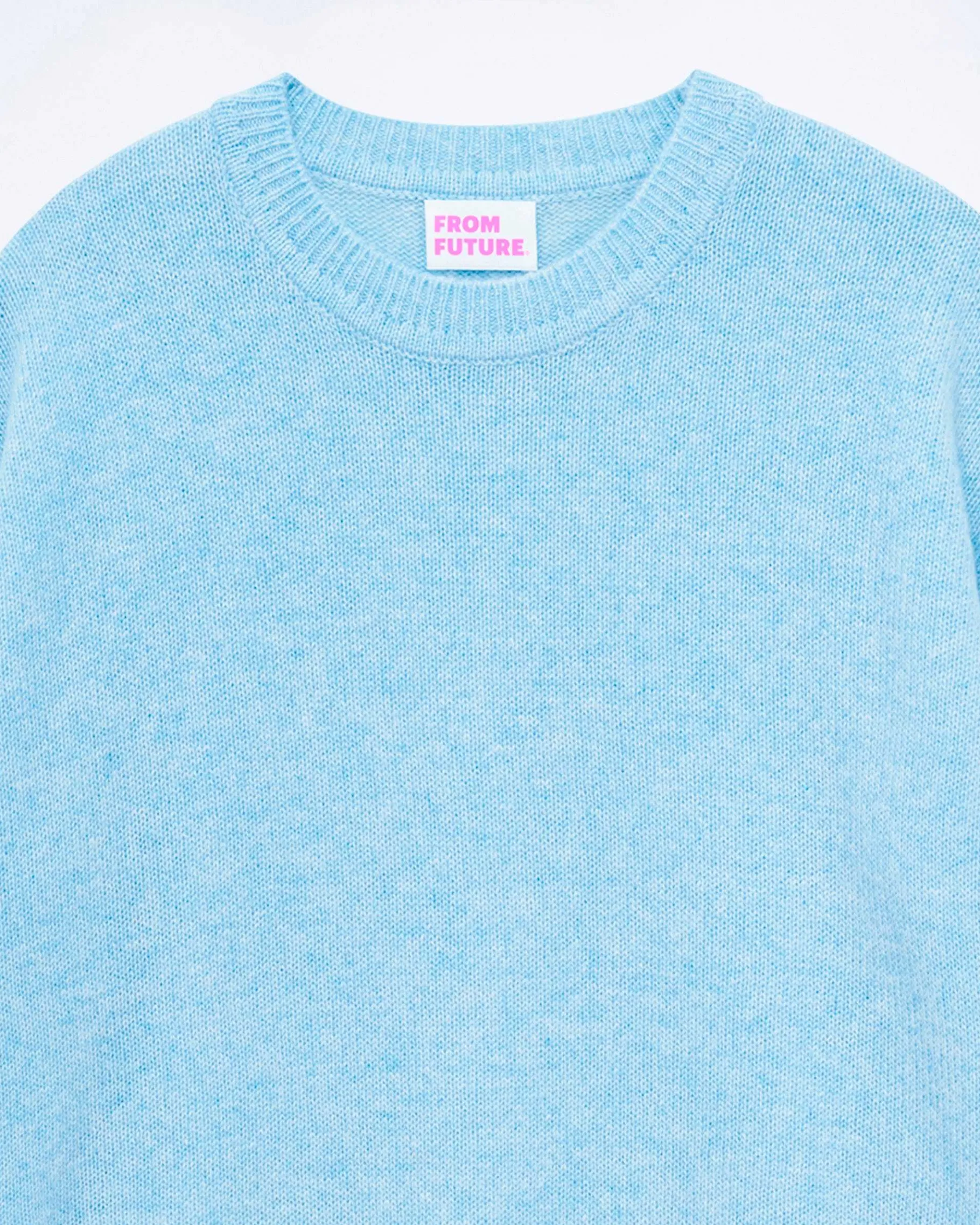 Clearance FROM FUTURE Pull Col Rond Oversize Acid Blue Mouline