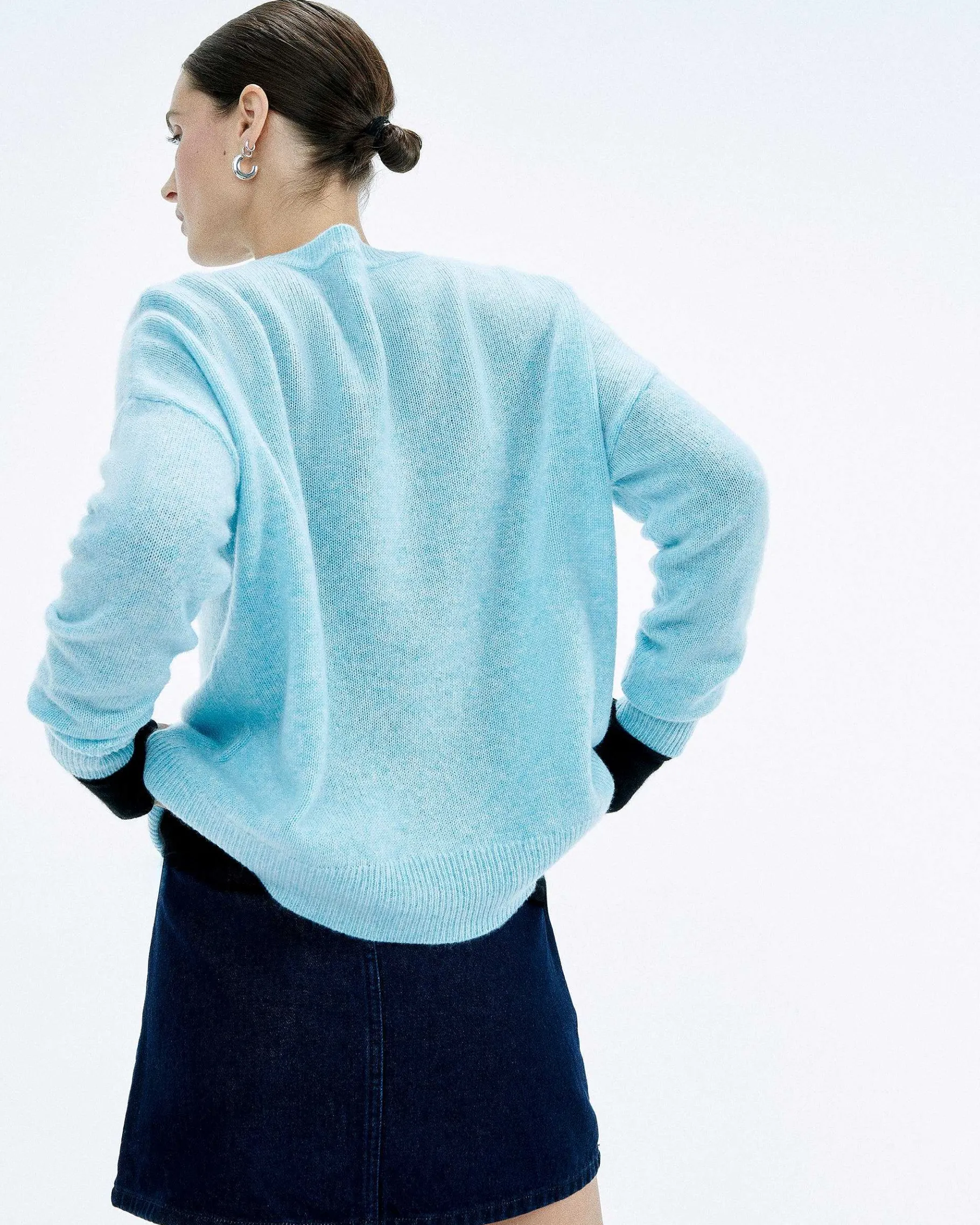 Clearance FROM FUTURE Pull Col Rond Oversize Acid Blue Mouline
