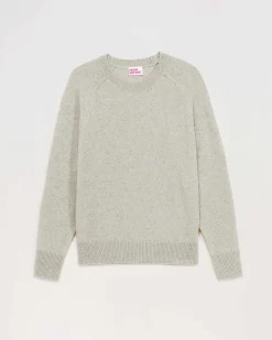 Outlet FROM FUTURE Pull Col Rond Oversize Leger Gris Chine Clair