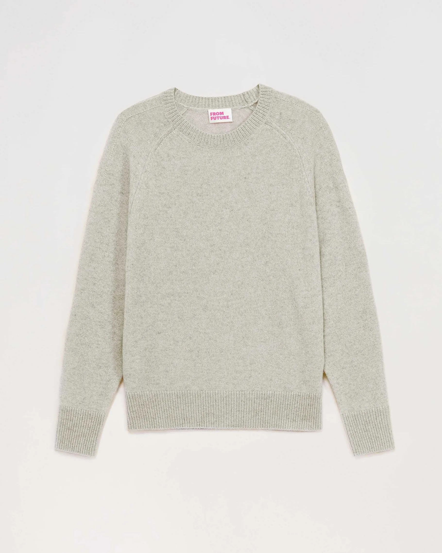 Outlet FROM FUTURE Pull Col Rond Oversize Leger Gris Chine Clair