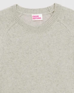 Outlet FROM FUTURE Pull Col Rond Oversize Leger Gris Chine Clair