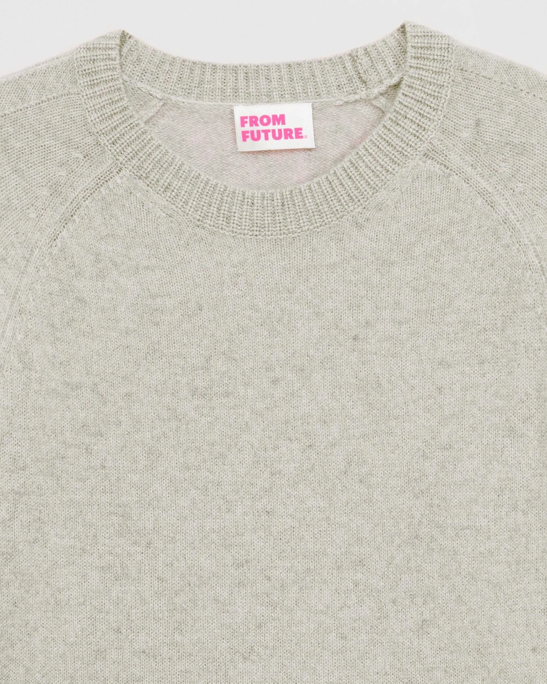Outlet FROM FUTURE Pull Col Rond Oversize Leger Gris Chine Clair