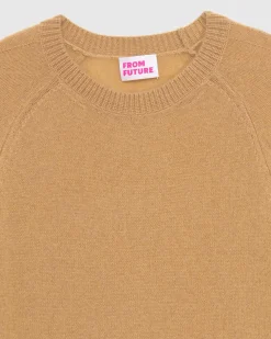 Outlet FROM FUTURE Pull Col Rond Oversize Leger Camel