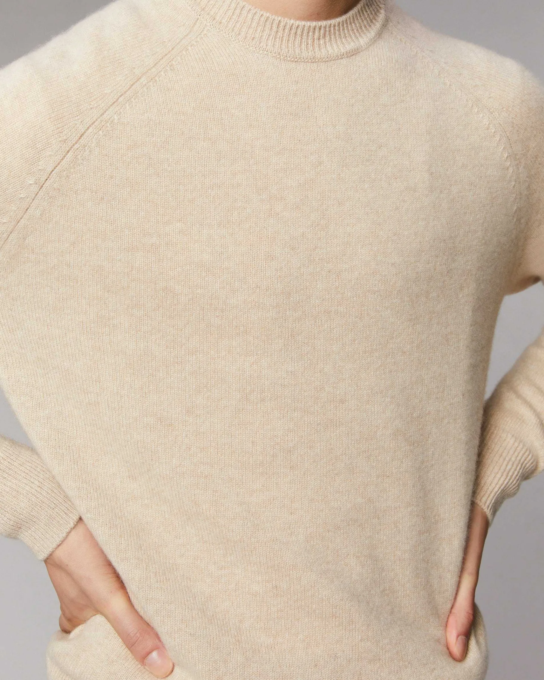 Best FROM FUTURE Pull Col Rond Raglan Gris Chine Fonce