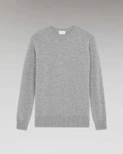 New FROM FUTURE Pull Col Rond Raglan Gris Chine Fonce