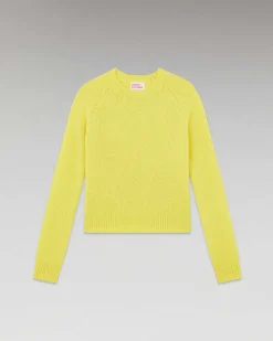 FROM FUTURE Pull Col Rond Raglan Winter Yellow