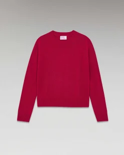 Sale FROM FUTURE Pull Col Rond Raglan Cherry