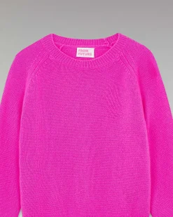 New FROM FUTURE Pull Col Rond Raglan Disco Pink