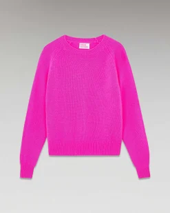 New FROM FUTURE Pull Col Rond Raglan Disco Pink