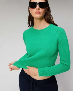 Hot FROM FUTURE Pull Col Rond Raglan Sparkle Green