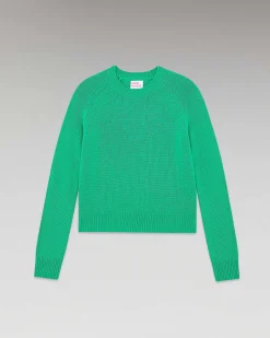 Hot FROM FUTURE Pull Col Rond Raglan Sparkle Green