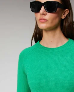Hot FROM FUTURE Pull Col Rond Raglan Sparkle Green