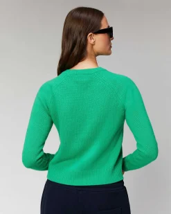 Hot FROM FUTURE Pull Col Rond Raglan Sparkle Green
