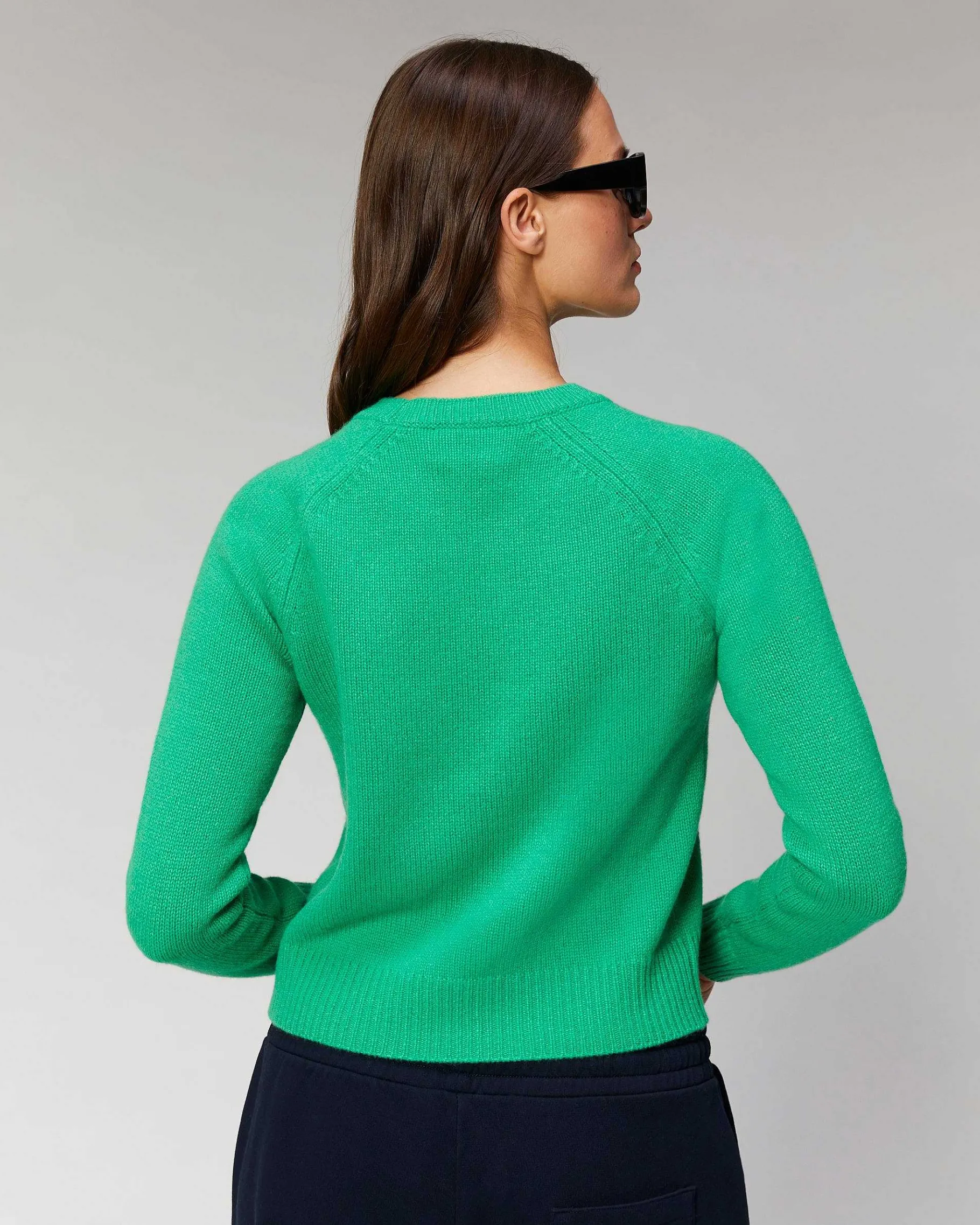 Hot FROM FUTURE Pull Col Rond Raglan Sparkle Green
