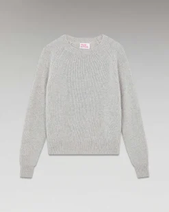 Hot FROM FUTURE Pull Col Rond Raglan Gris Chine Clair