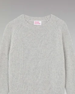 Hot FROM FUTURE Pull Col Rond Raglan Gris Chine Clair