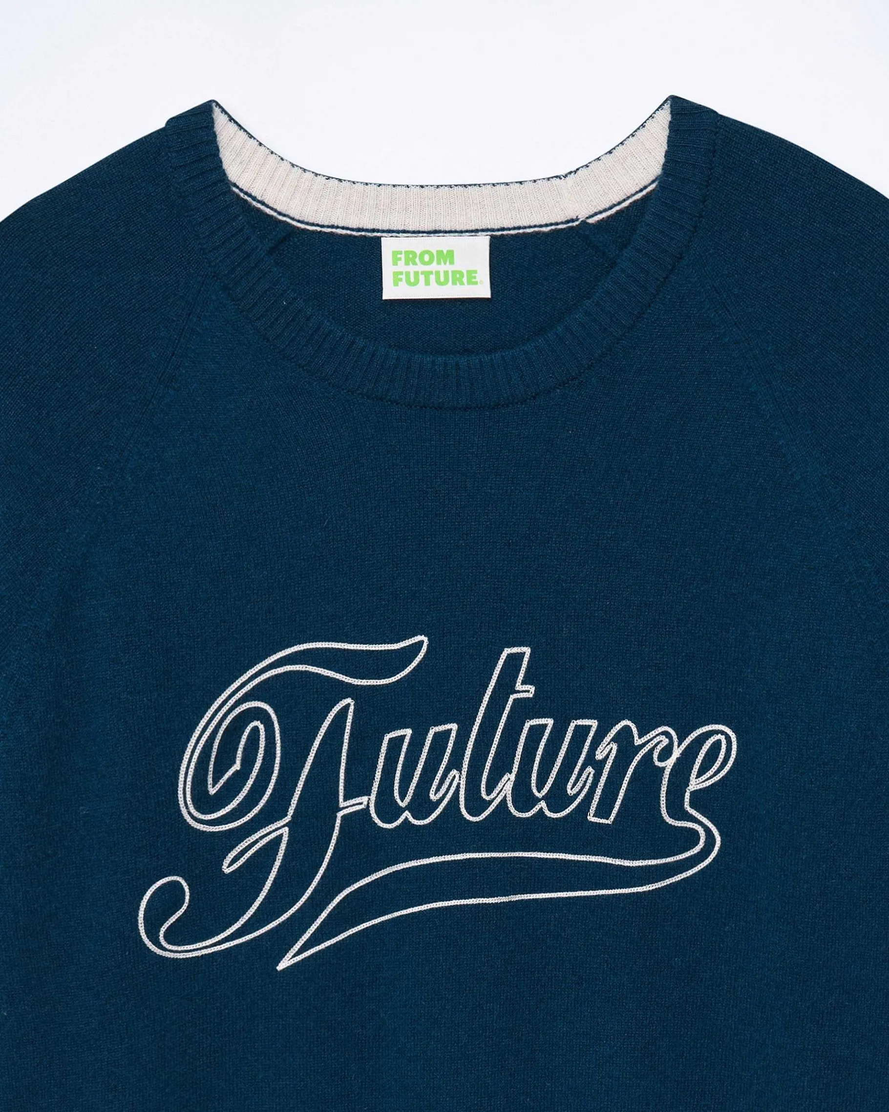 FROM FUTURE Pull Col Rond Raglan Future Midnight Blue