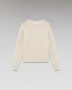 FROM FUTURE Pull Col Rond Raglan Oversize Beige Chine