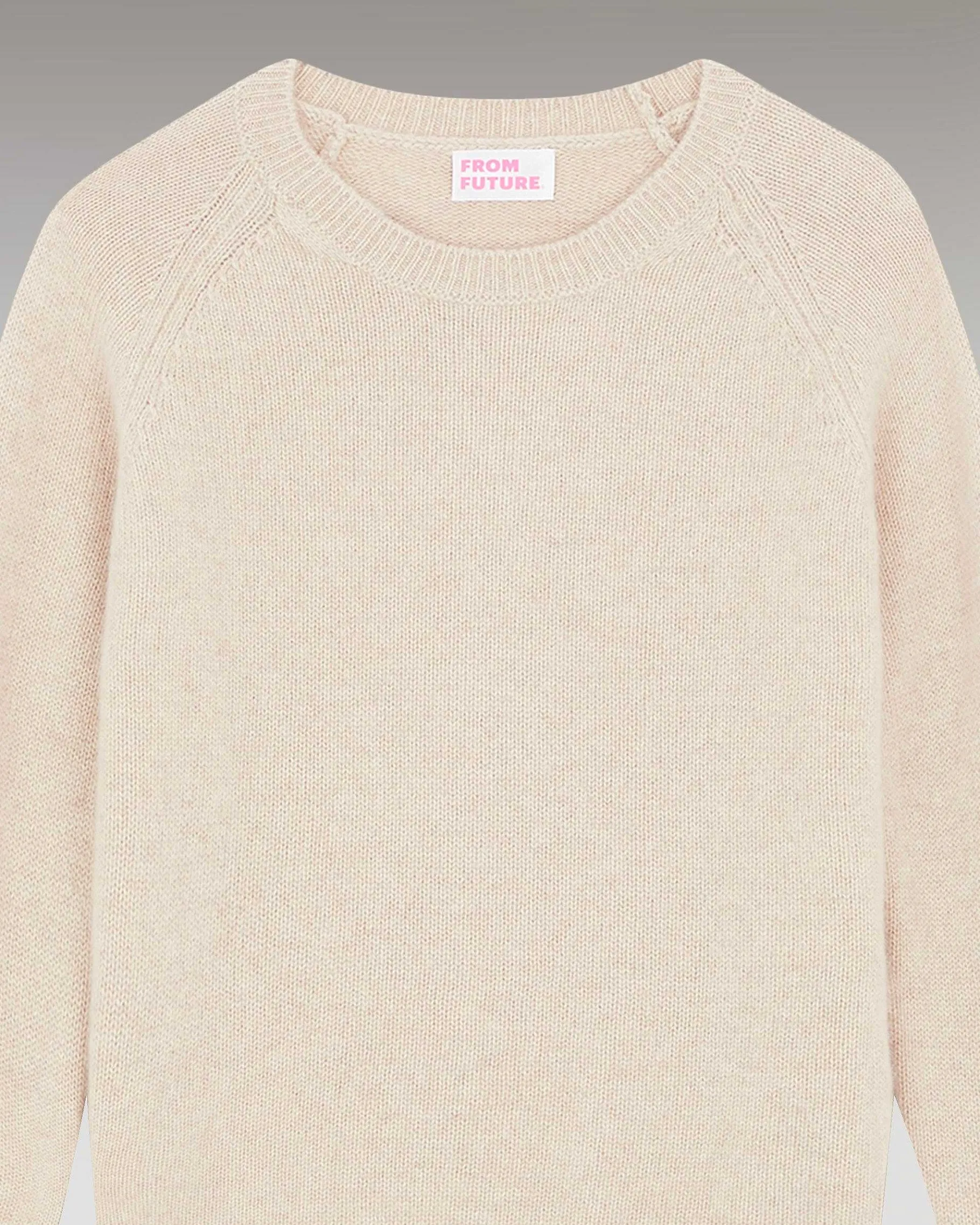 Sale FROM FUTURE Pull Col Rond Raglan Oversize Beige Chine