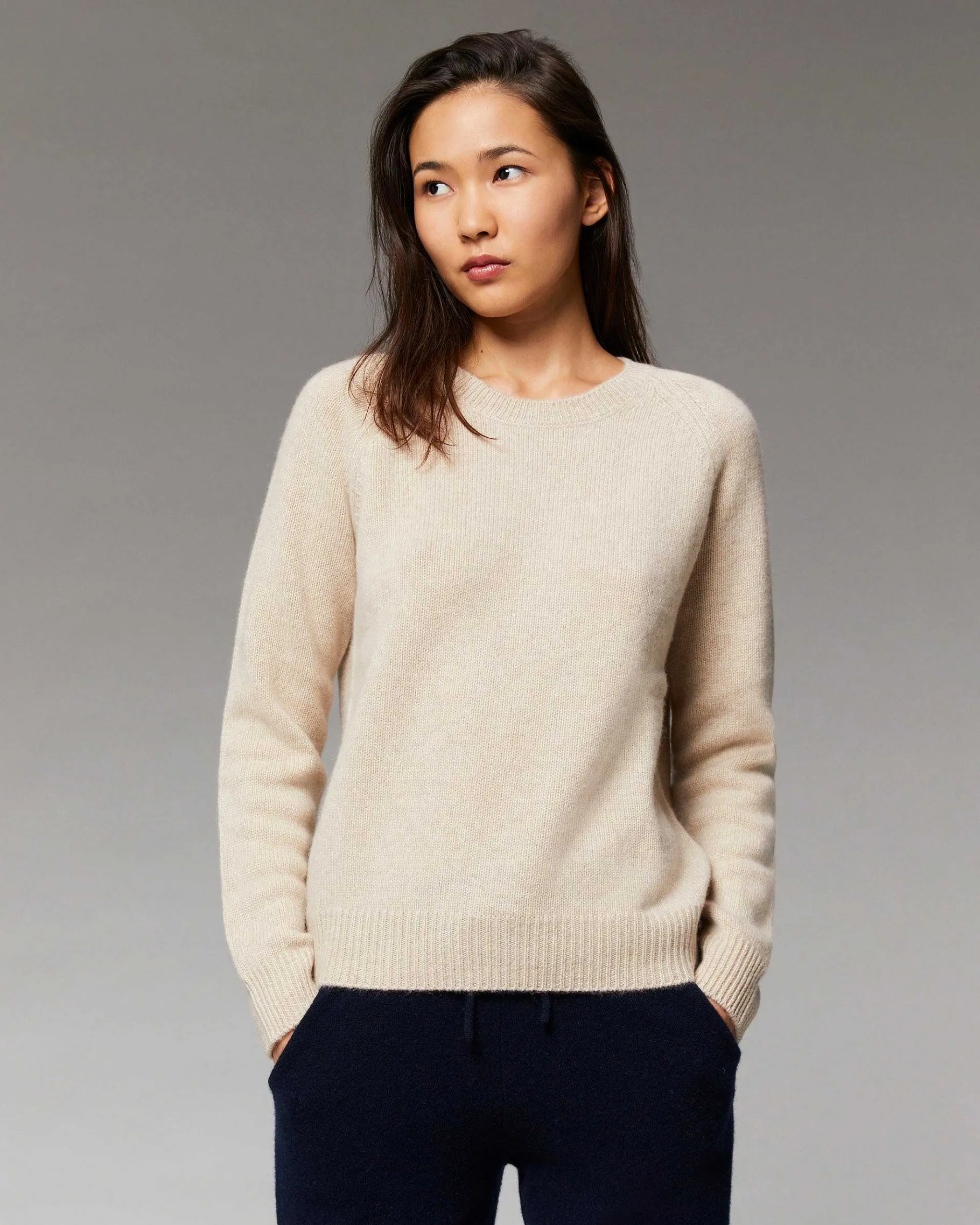 FROM FUTURE Pull Col Rond Raglan Oversize Pop Blue