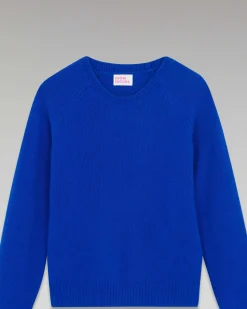 FROM FUTURE Pull Col Rond Raglan Oversize Pop Blue