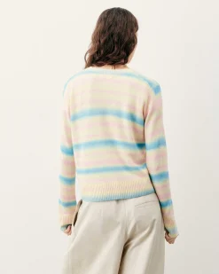 Outlet FROM FUTURE Pull Col Rond Rayures Fondues Multicolor