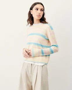 Outlet FROM FUTURE Pull Col Rond Rayures Fondues Multicolor