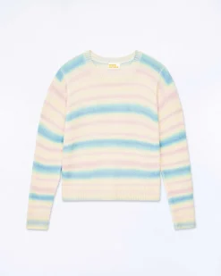 Discount FROM FUTURE Pull Col Rond Rayures Fondues Multicolor