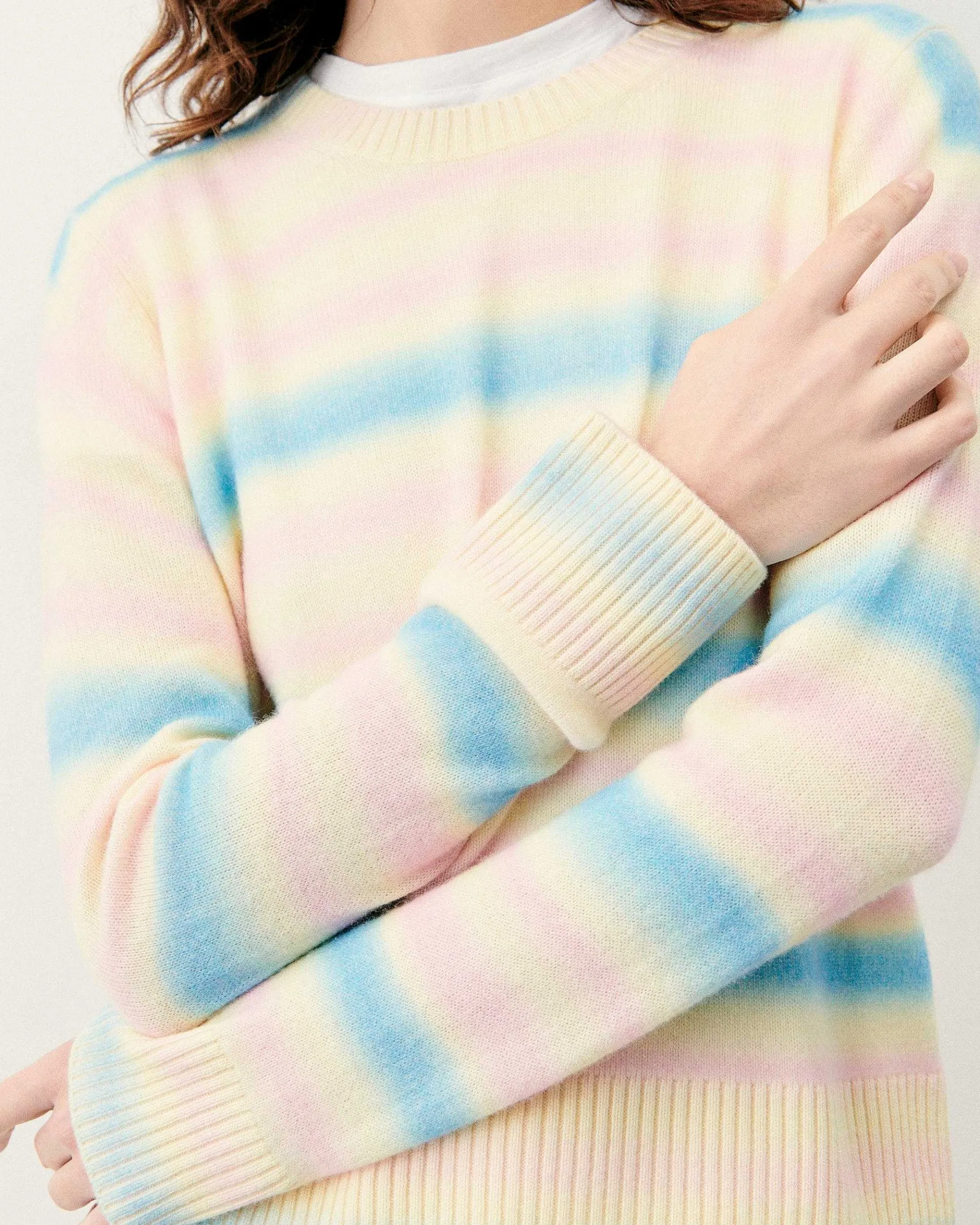 Discount FROM FUTURE Pull Col Rond Rayures Fondues Multicolor