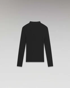 Outlet FROM FUTURE Pull Col Rond Seconde Peau Noir