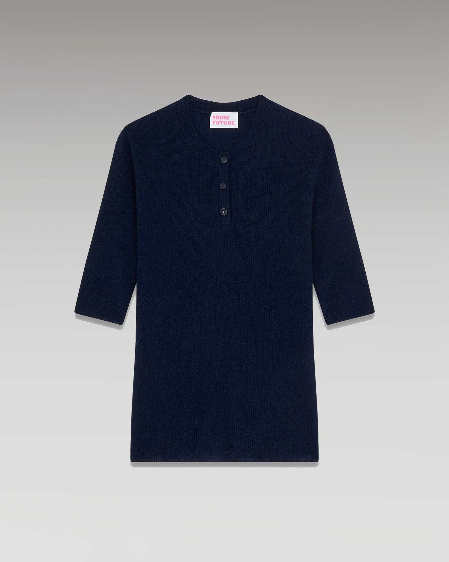 Online FROM FUTURE Pull Col Rond Seconde Peau Manches Courtes Navy