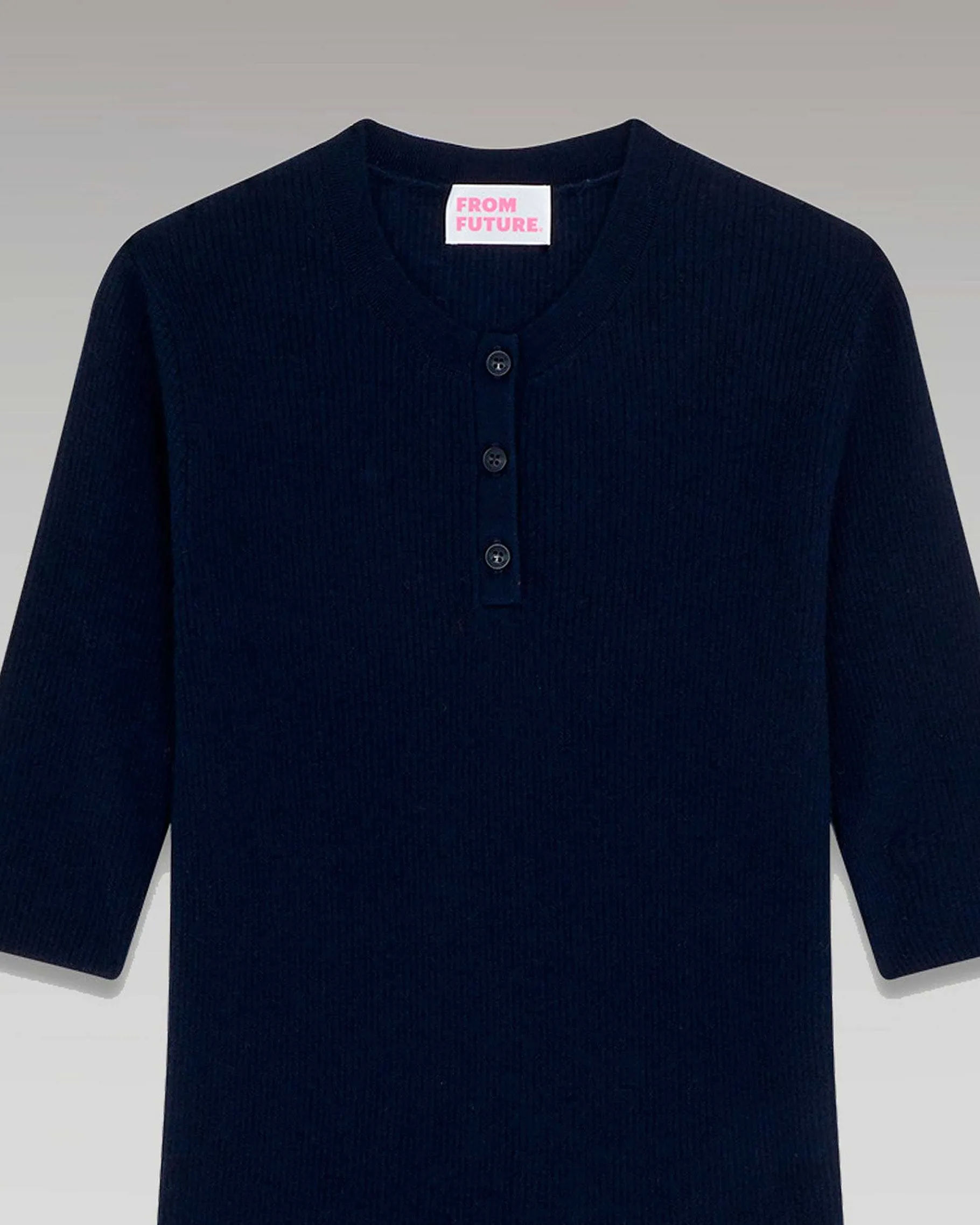 Online FROM FUTURE Pull Col Rond Seconde Peau Manches Courtes Navy