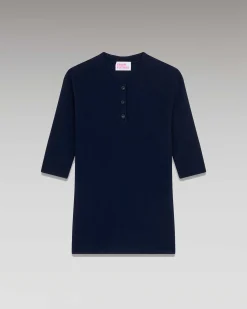 Best FROM FUTURE Pull Col Rond Seconde Peau Manches Courtes Navy