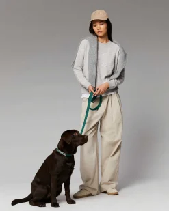FROM FUTURE Pull Col Rond Strass Coeur Leger Gris Chine Clair