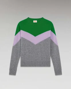 Clearance FROM FUTURE Pull Col Rond Tricolore Leger