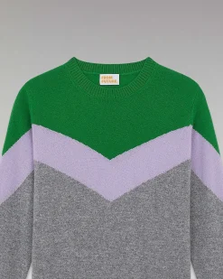 Clearance FROM FUTURE Pull Col Rond Tricolore Leger