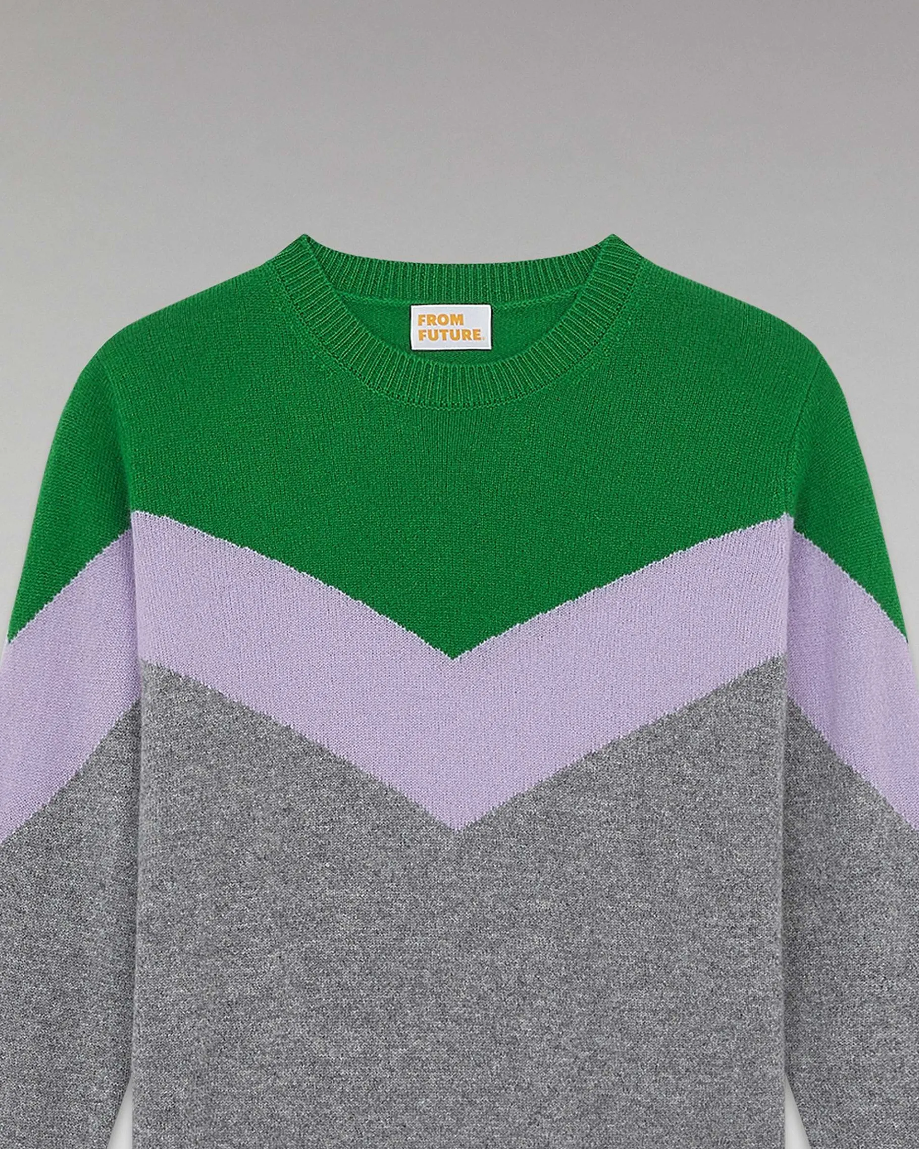 Clearance FROM FUTURE Pull Col Rond Tricolore Leger