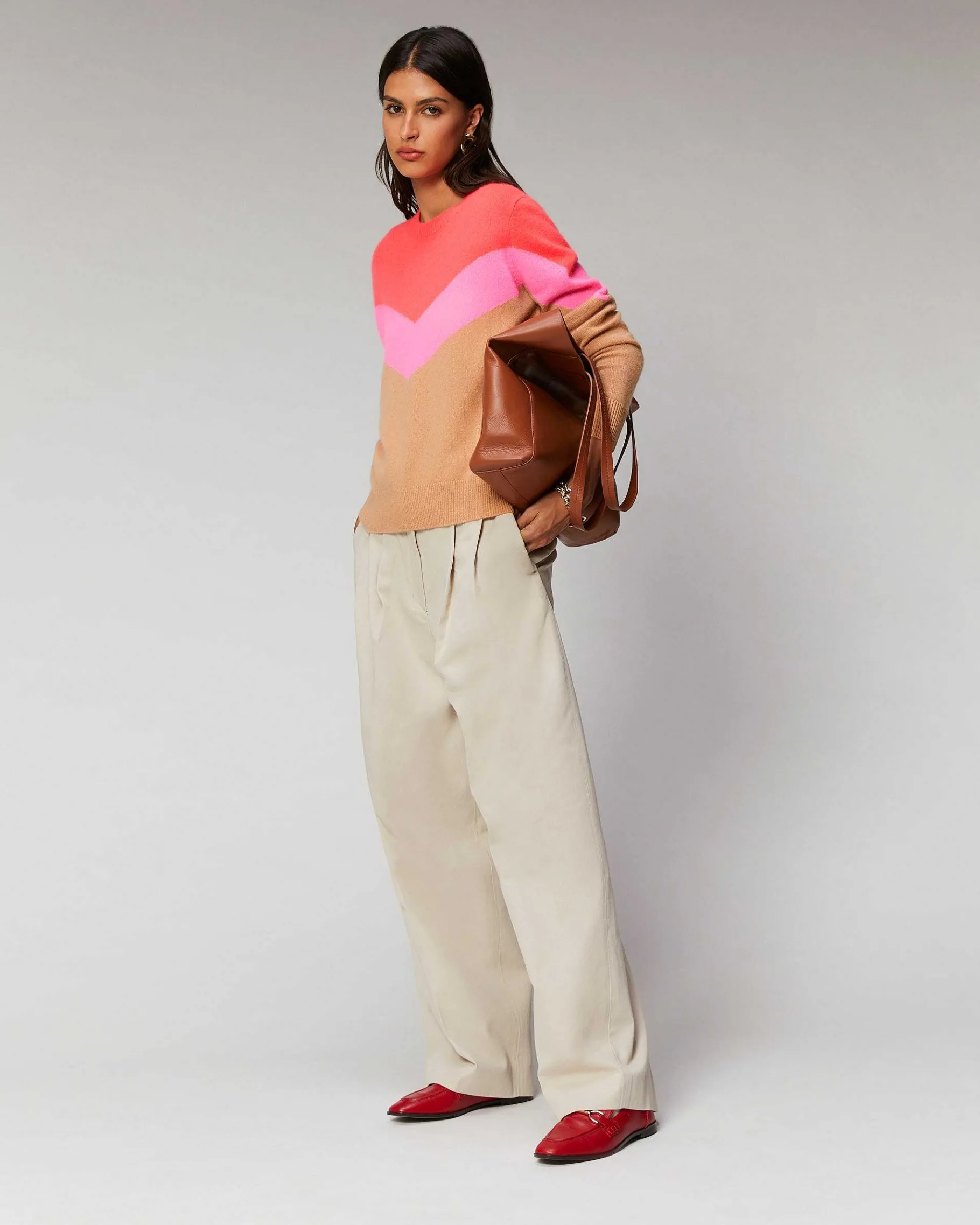 Online FROM FUTURE Pull Col Rond Tricolore Leger