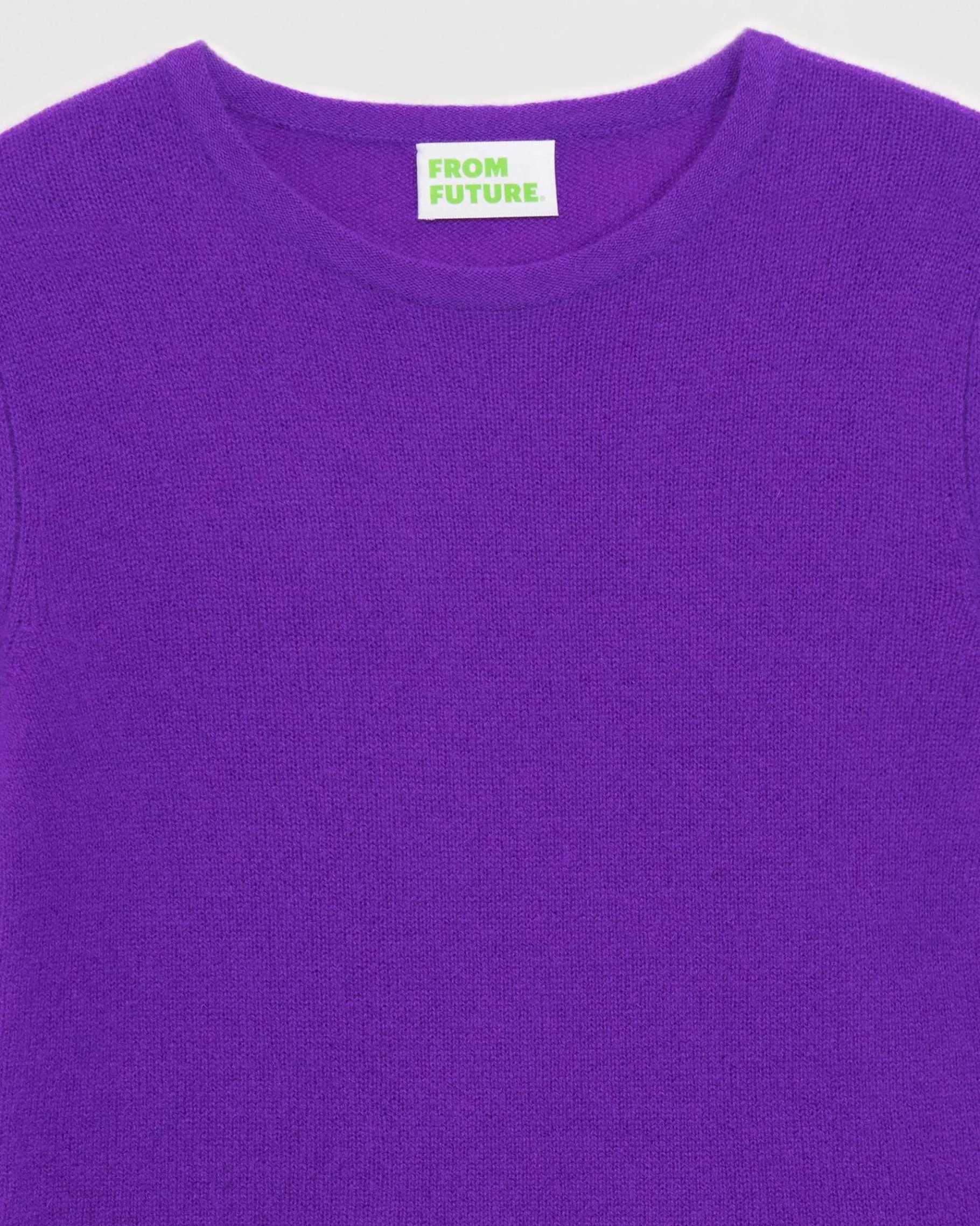 New FROM FUTURE Pull Col Rond T-Shirt Leger Violet Fluo