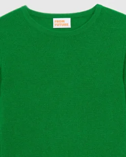 Outlet FROM FUTURE Pull Col Rond T-Shirt Leger Vert Gazon